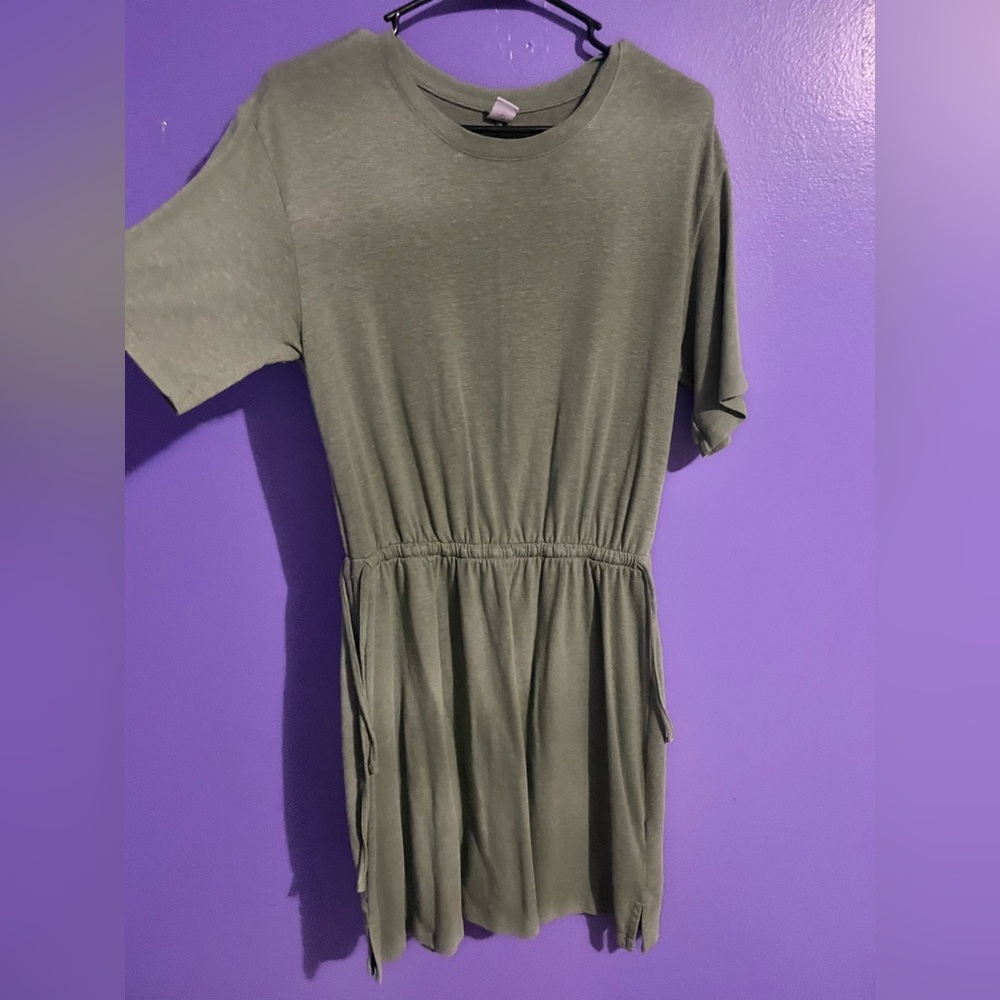 Old Navy Olive Green Dress With Cinched Waist